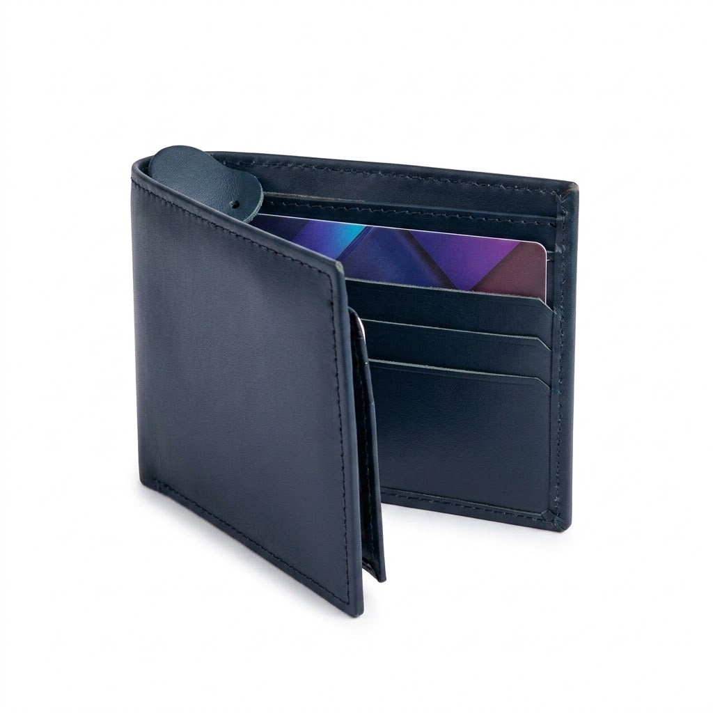 Men's Genuine Blue Leather Wallet